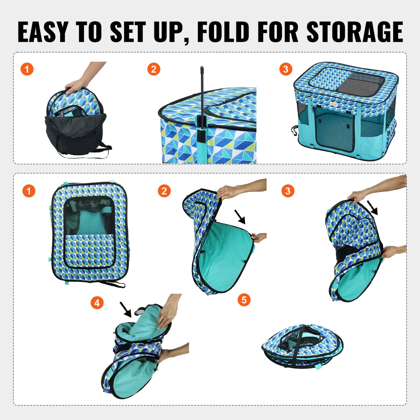 Deluxe Foldable Pet Playpen – Waterproof Puppy & Cat Tent Crate with 360° Mesh View, Oxford Fabric & Travel Design for Indoor & Outdoor Use