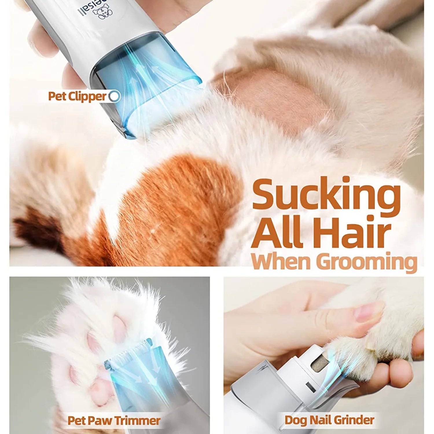 7-in-1 Luxury Dog Grooming Kit with Low-Noise Vacuum, 1.5L Dust Cup & Professional Tools for Shedding, Trimming & Home Cleaning