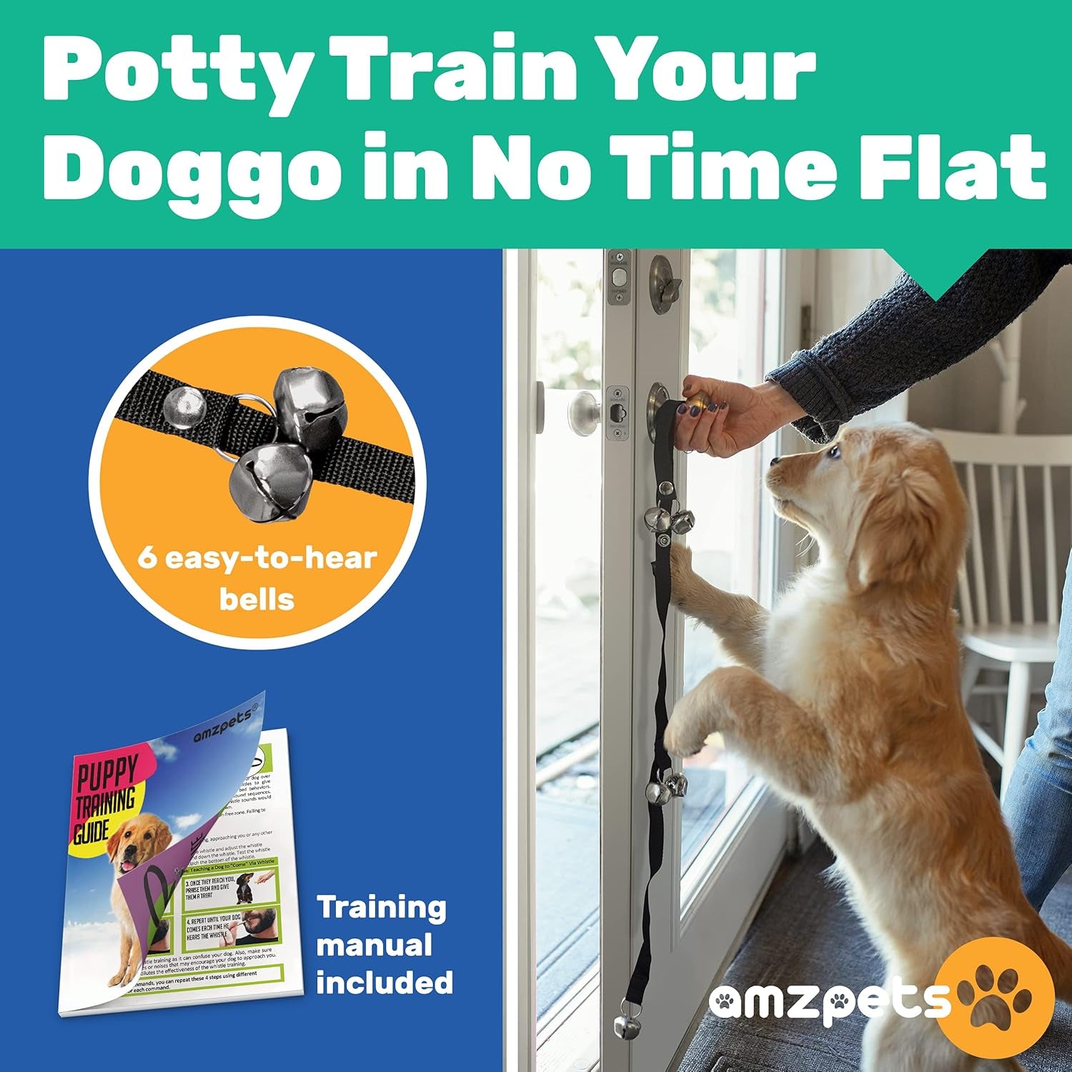 Luxury 4-in-1 Dog Training Essentials Kit – Clicker, Treat Pouch with Poop Bag Dispenser, Potty Training Doorbells & Ultrasonic Whistle – Obedience, Behavior, and Bark Control Set for Dogs of All Sizes