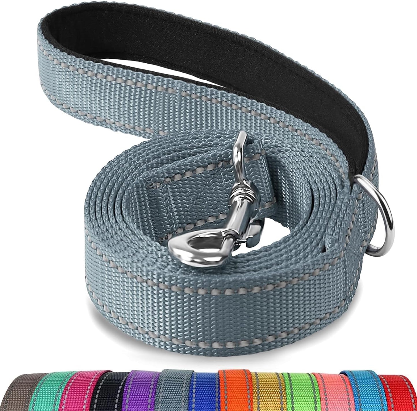 Joytale Luxe Double-Sided Reflective Dog Leash – Heavy-Duty Padded Nylon, 5FT Orange Lead for Medium & Large Dogs, Night Safety + Comfort Grip