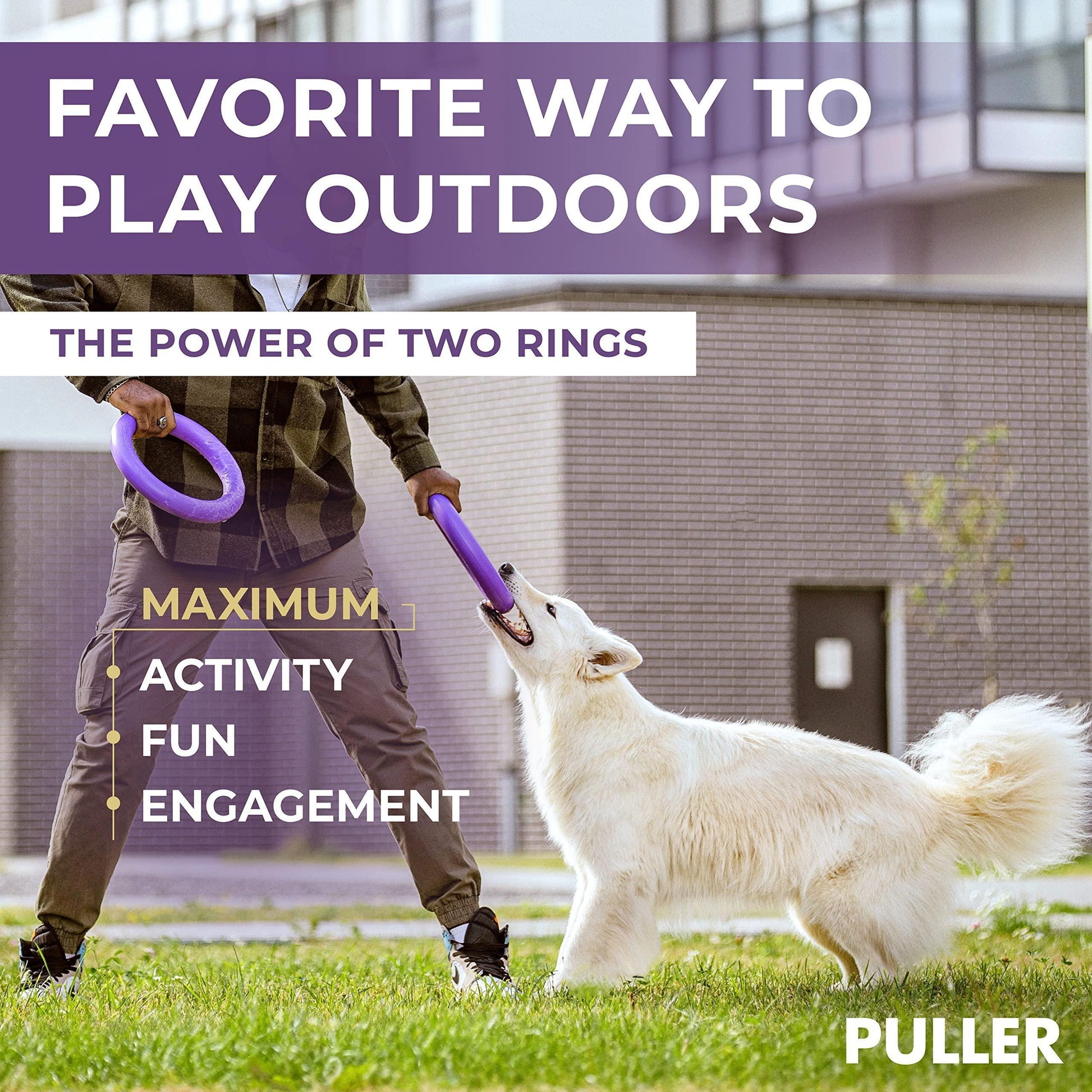 Elite Dual Ring Dog Fitness Set – Premium Puller Outdoor Fetch & Training Toys for Large Dogs (2-Pack, Standard Size)