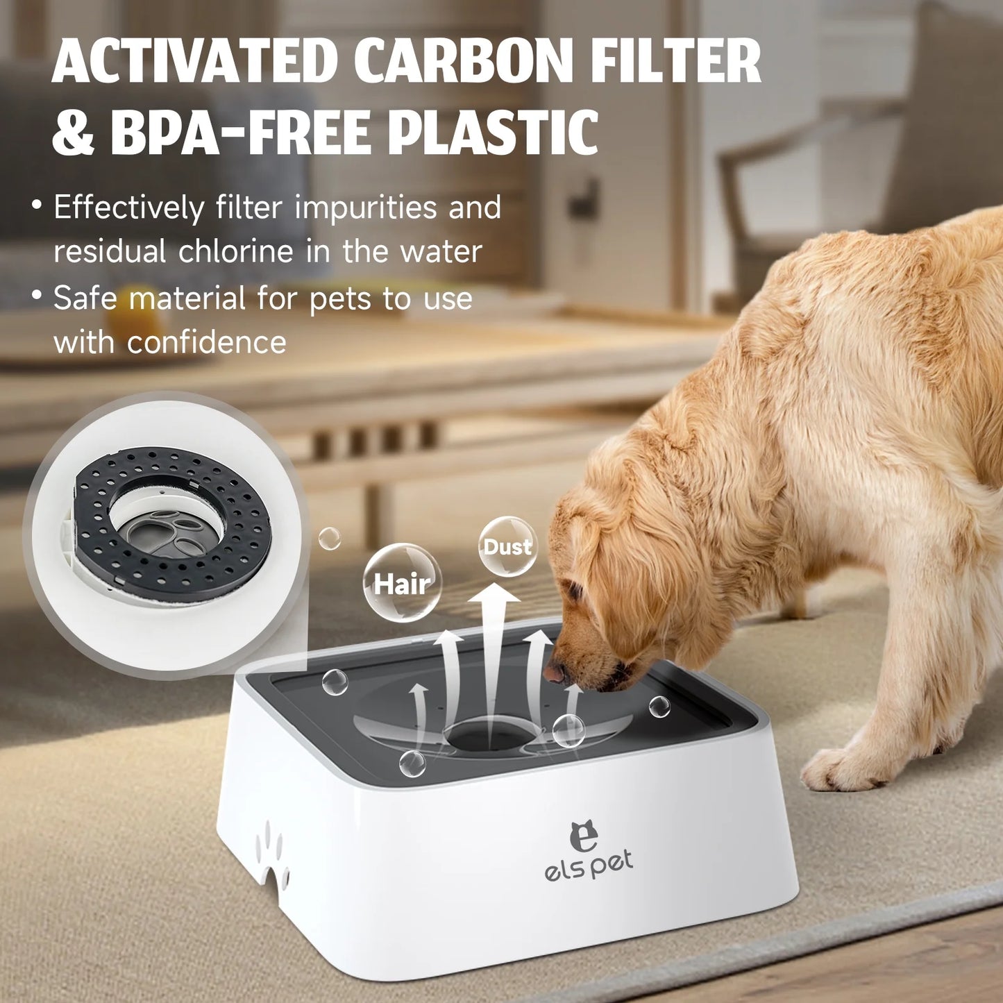 Dog Water Bowl 70Oz No Spill Slow Feeder Vehicle Carried 2L Pet Cat Water Dispenser Travel Bowl