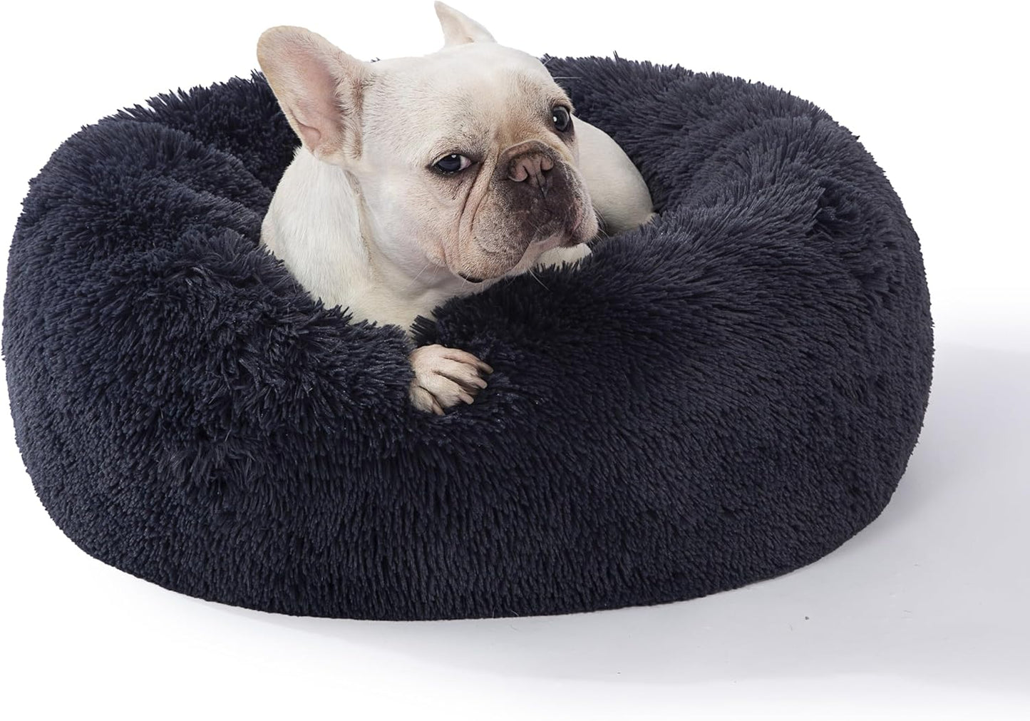 Plush Calming Donut Dog Beds for Small Dogs, Medium, Large & X-Large Breeds, Comfy Cuddler Dog Bed and Cat Bed in Faux Fur, Washable, Multiple Sizes S-XXL