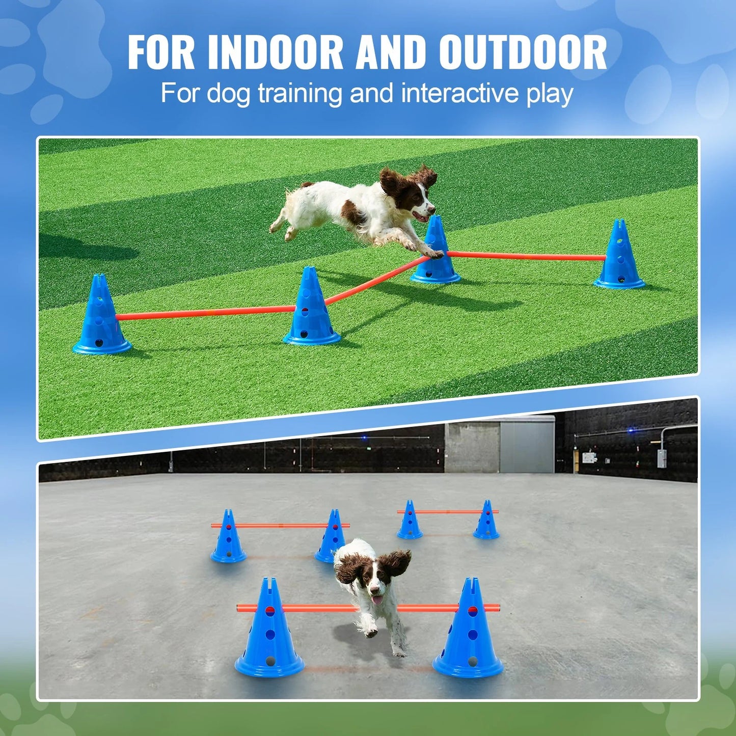 VEVOR Elite Agility Training Kit – 6-Piece Cone & Rod Set with Self-Locking Latch + Bonus Carry Bag | Premium Dog Obedience & Agility Equipment for Indoor & Outdoor Use