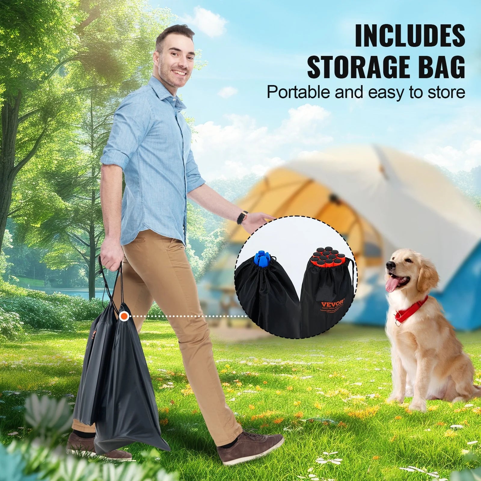 VEVOR Elite Agility Training Kit – 6-Piece Cone & Rod Set with Self-Locking Latch + Bonus Carry Bag | Premium Dog Obedience & Agility Equipment for Indoor & Outdoor Use
