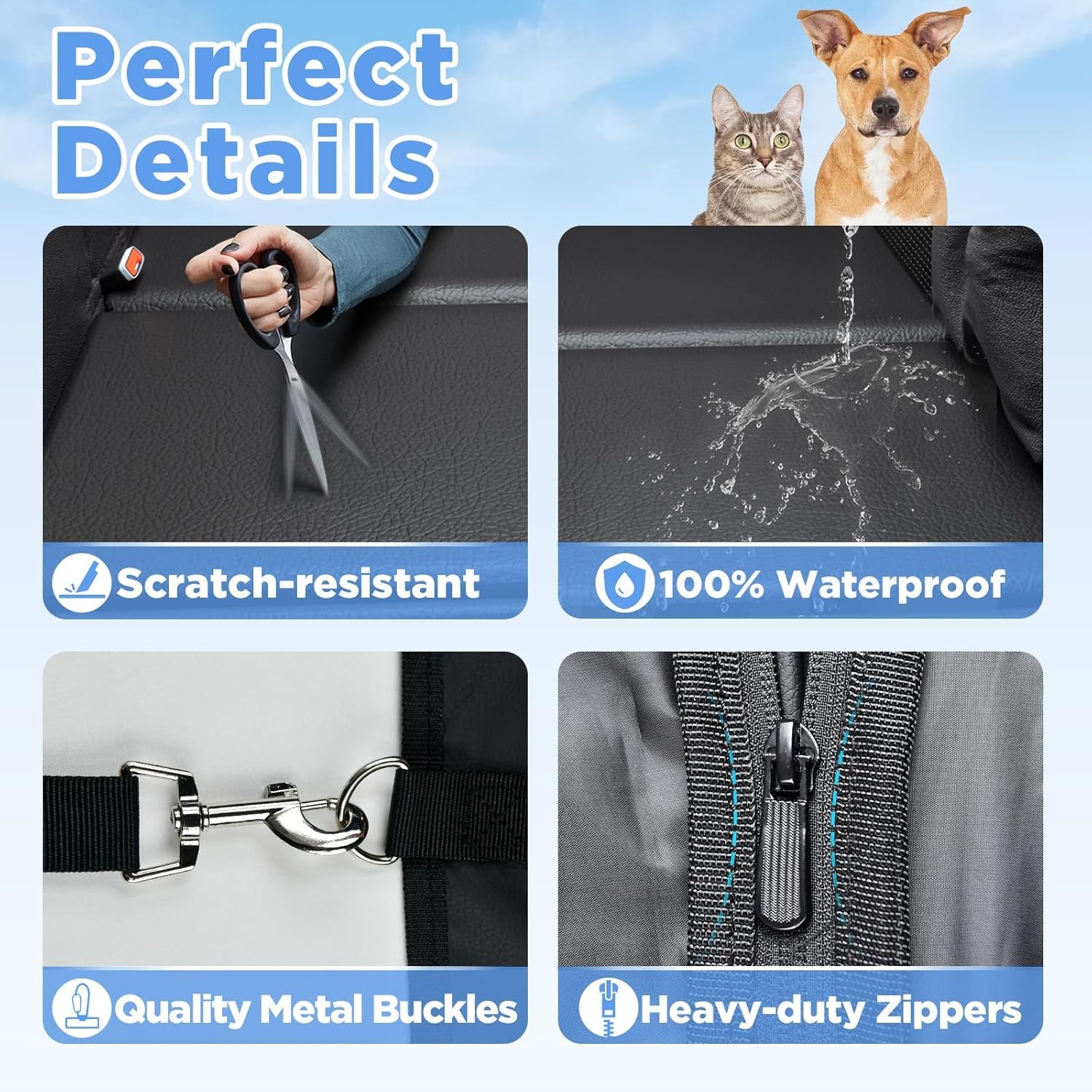 Luxury Waterproof Back Seat Extender for Dogs – Heavy-Duty PU Leather Car Hammock, Foldable with Hard Bottom, Breathable Mesh & Storage, Supports 400 lbs