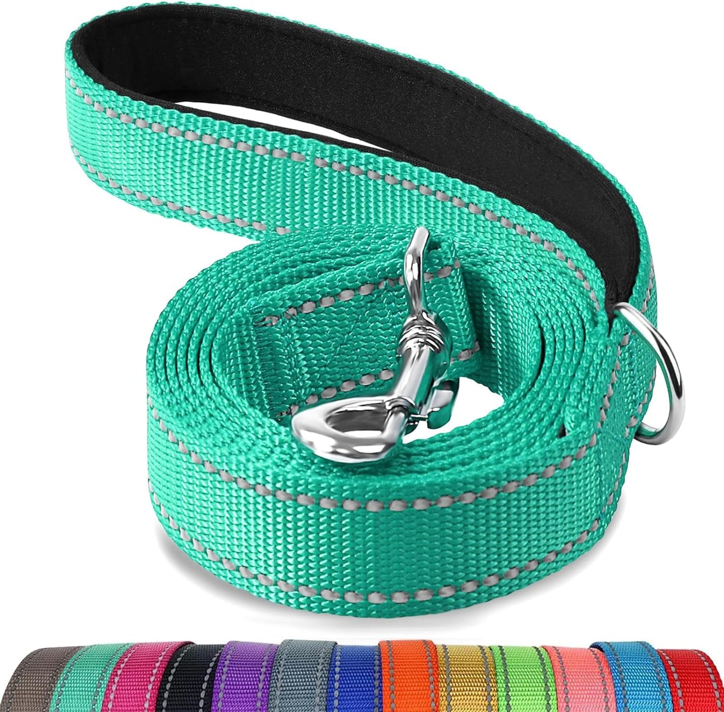 Joytale Luxe Double-Sided Reflective Dog Leash – Heavy-Duty Padded Nylon, 5FT Orange Lead for Medium & Large Dogs, Night Safety + Comfort Grip